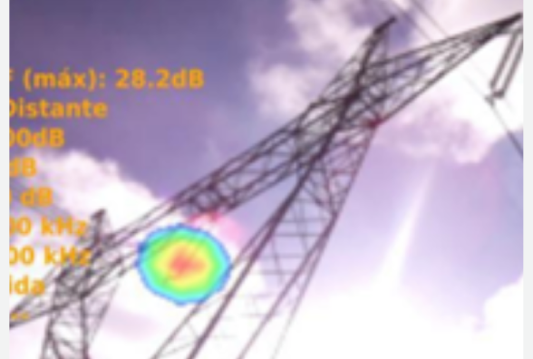 Ultrasonic imager: displays a large spot covering two insulators and the conductor